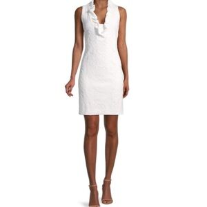 Lilly Pulitzer White Ruffle V-Neck Sheath Dress